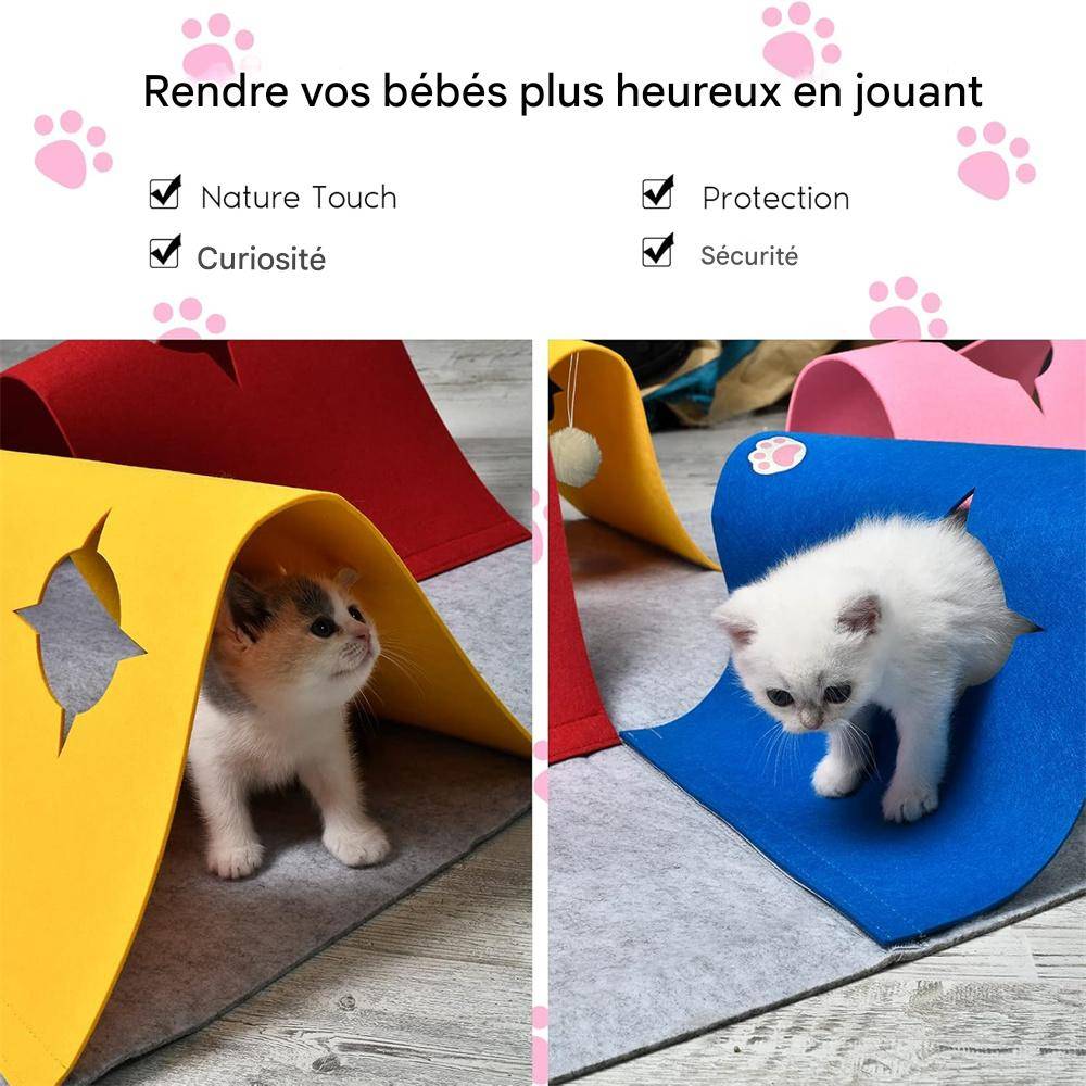 Jouet en feutre épais pour chat, tunnel pliable et modifiable, grande taille 90x90x20 cm Lytech - Image 4