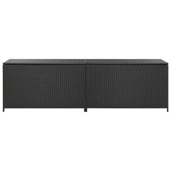 Coffre boîte meuble de jardin rangement résine tressée 200 x 50 x 60 cm noir - Image 2