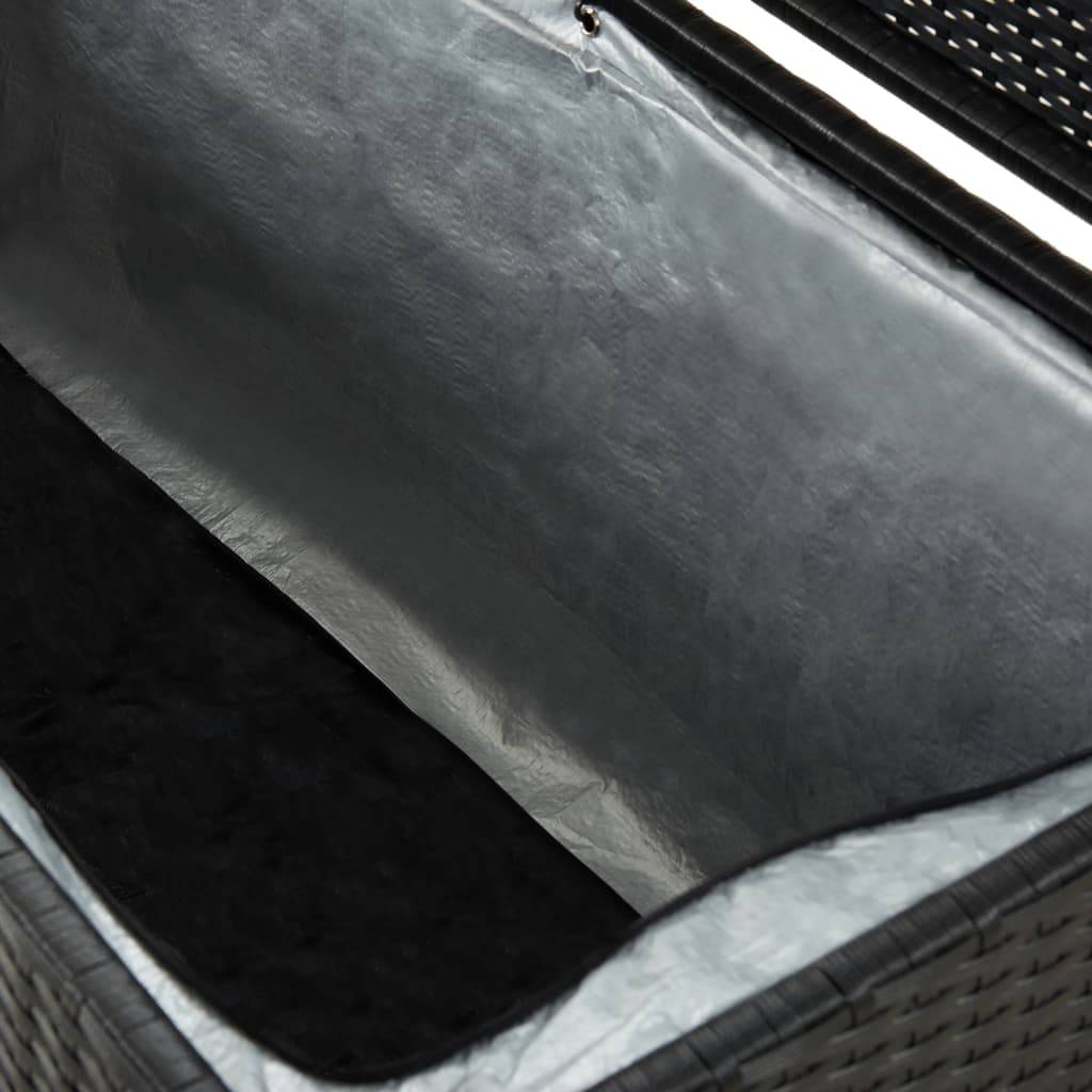 Coffre boîte meuble de jardin rangement résine tressée 200 x 50 x 60 cm noir - Image 6