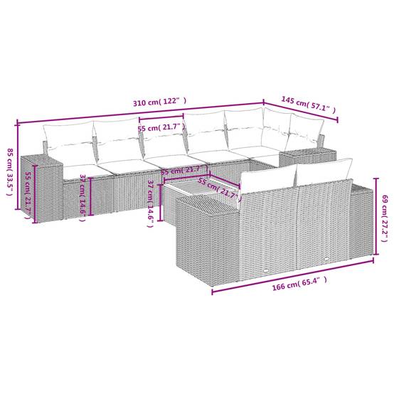 Salon de jardin 8 places résine tressée modulable confortable pour balcon et terrasse Noir – ComfortXL Outdoor Living - Image 8