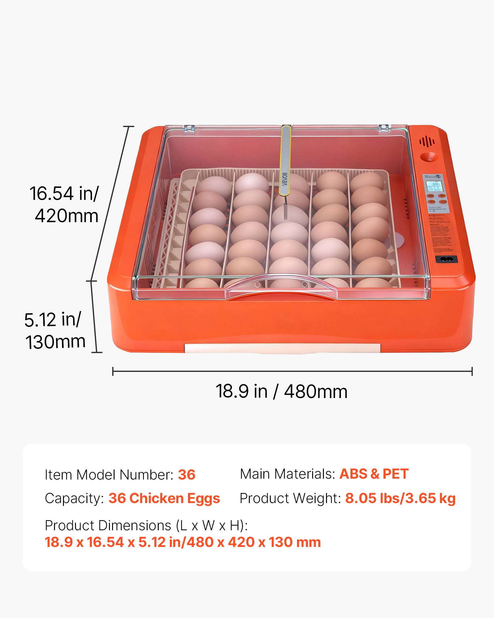 Vevor - VEVOR Couveuse Œuf Automatique Incubateur 36 Œufs pour Éclosion Œufs Poussins - Image 7