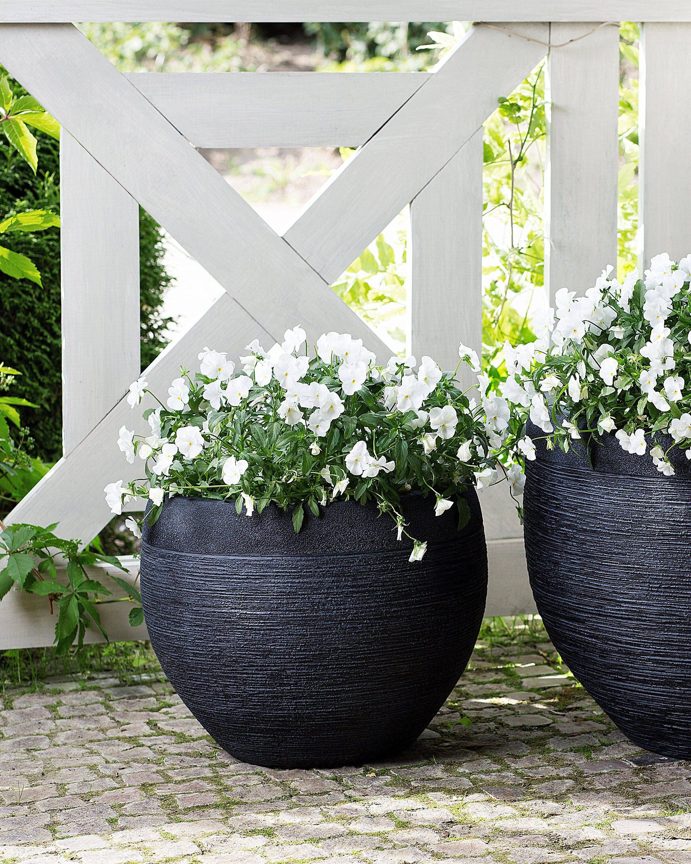 Beliani - Cache-Pot Noir en Mélange de Fibres Diamètre 38 cm Hauteur 30 cm Design Moderne Idéal pour Intérieur et Extérieur Jardinière - Imagen 2