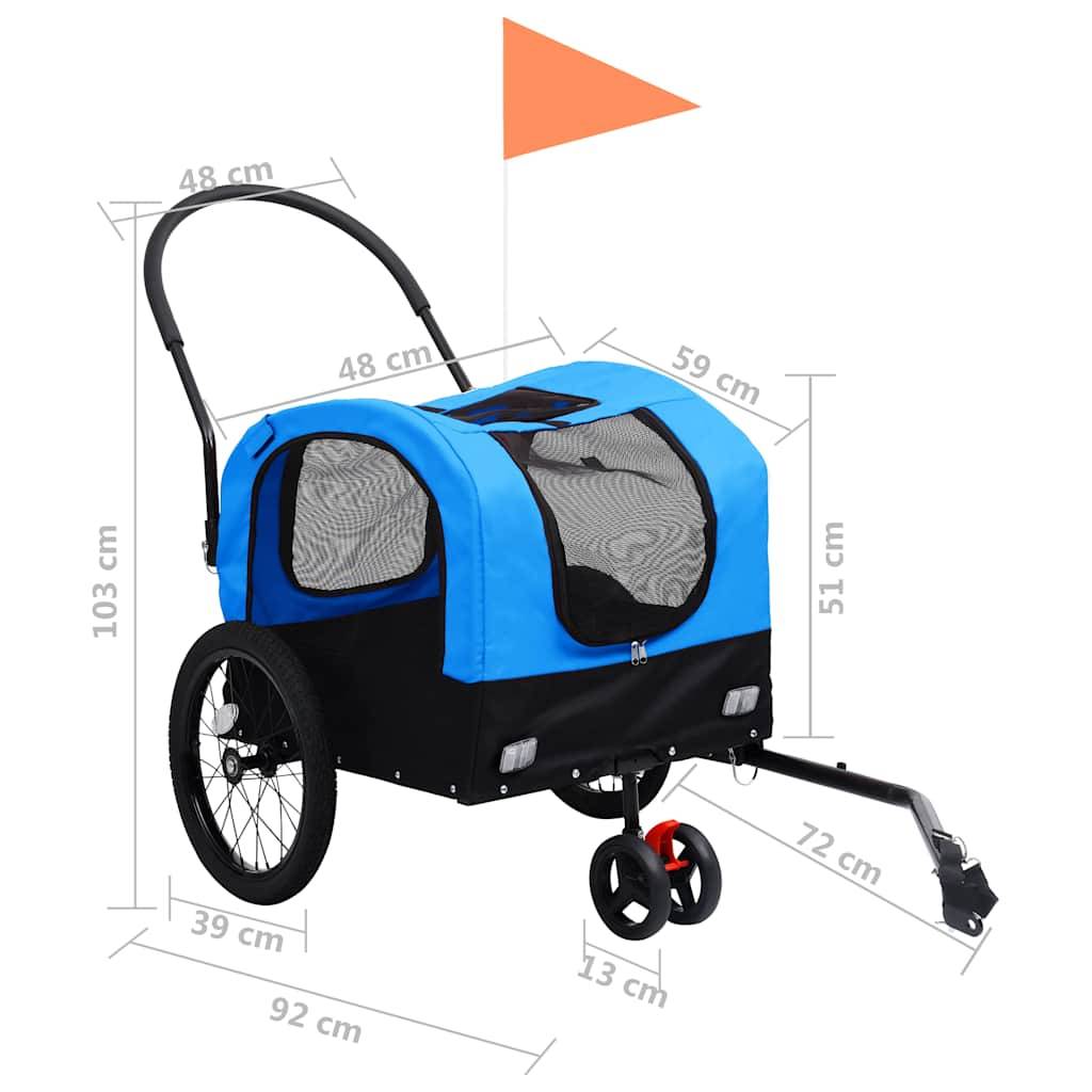 Vidaxl - Remorque de vélo pour chiens et poussette 2-en-1 bleu et noir vidaXL 92438 - Imagen 3