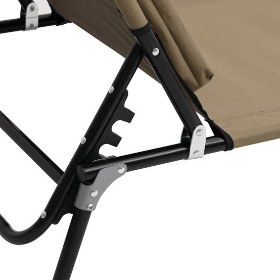 Chaise longue | Transat | Bain de soleil pliante taupe tissu oxford acier enduit de poudre - Image 9