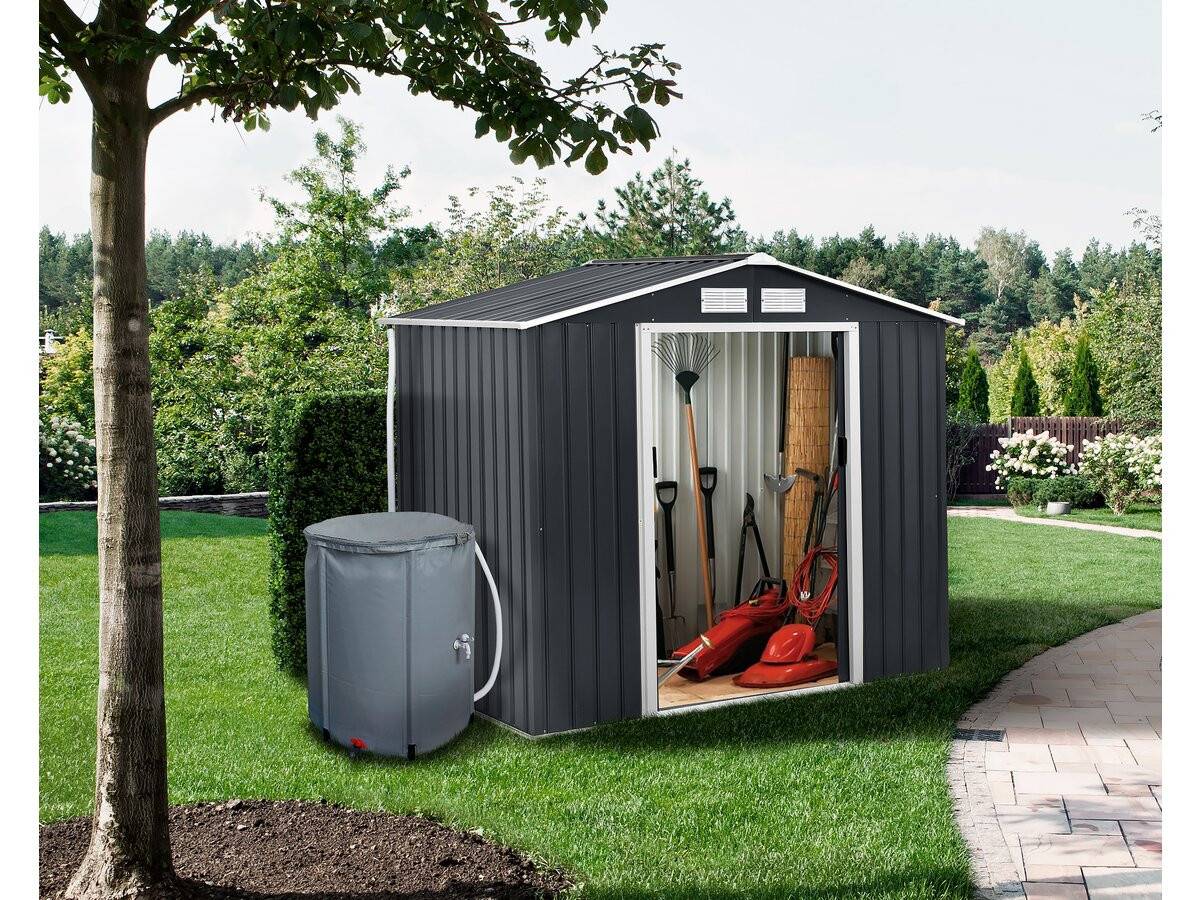 Habitat Et Jardin - Abri De Jardin Métal - "vegas"- 4.07 M² Avec Gouttière Et Récupérateur D'eau - Gris -habitat Et Jardin - Imagen 2