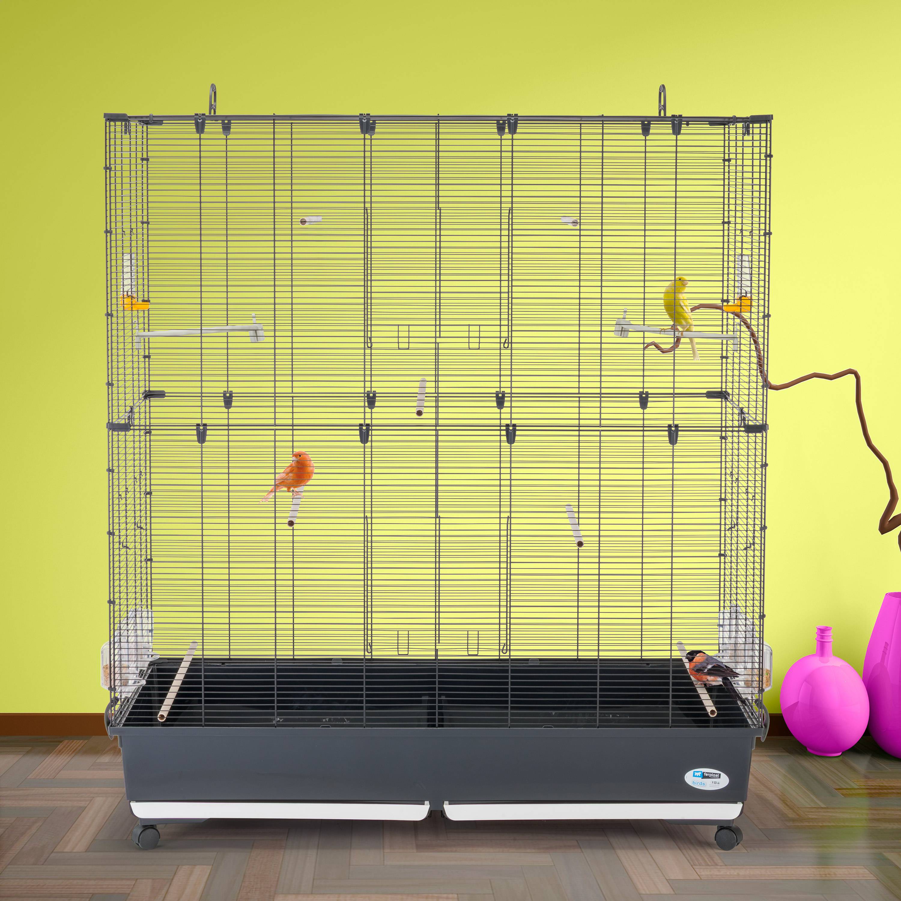 Ferplast - Ferplast Volière Cage à Oiseaux PLANETA LARGE Grande Cage pour Canaris, Pinsons, Perruches Ondulées, Inséparables, Métal, Accessoires inclus - Image 2