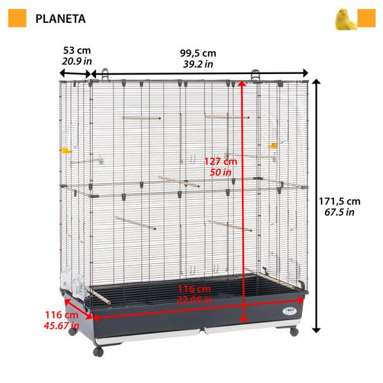Ferplast - Ferplast Volière Cage à Oiseaux PLANETA LARGE Grande Cage pour Canaris, Pinsons, Perruches Ondulées, Inséparables, Métal, Accessoires inclus - Imagen 2