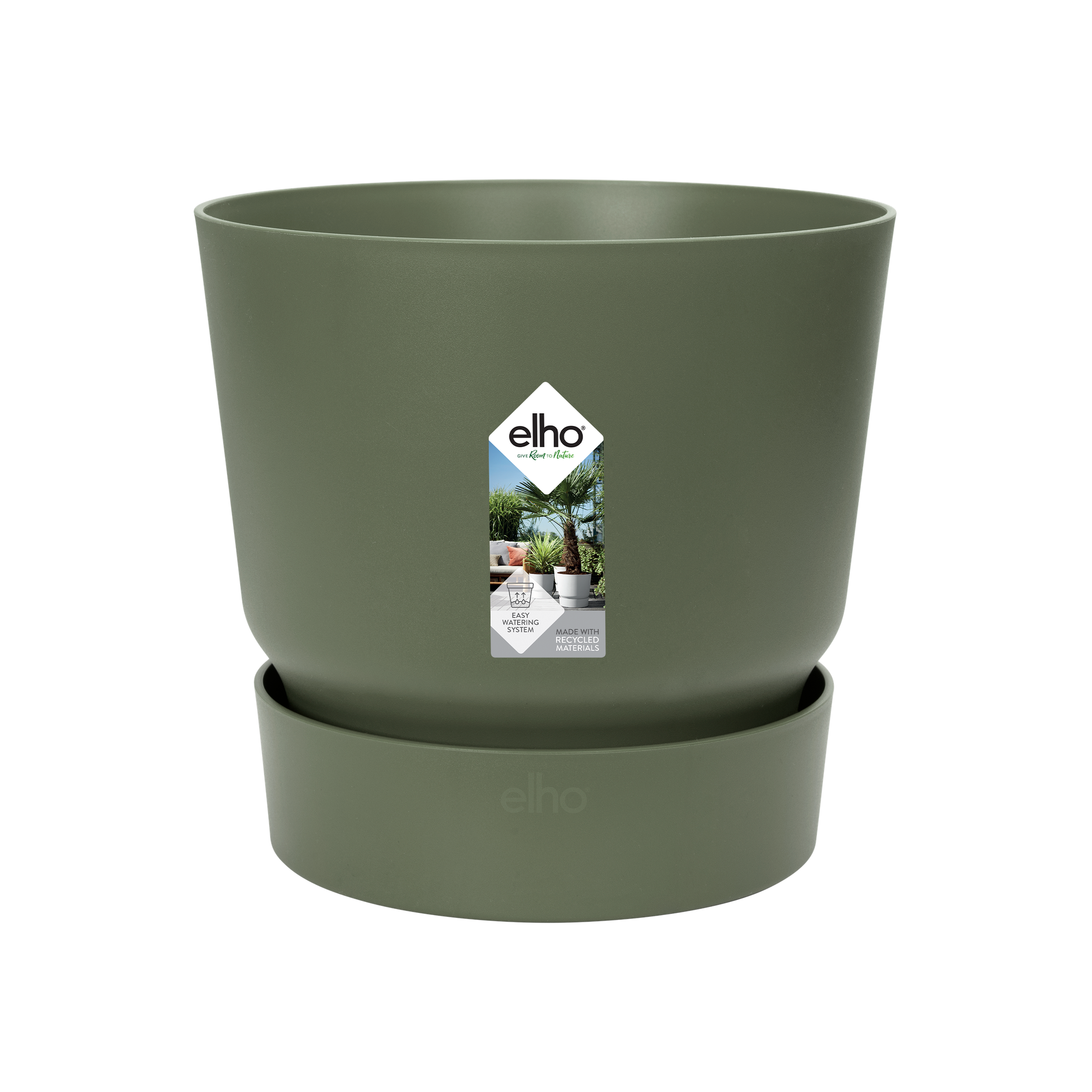 Pot de fleurs elho Greenville rond vert - D.14cm x H.13cm - Image 1
