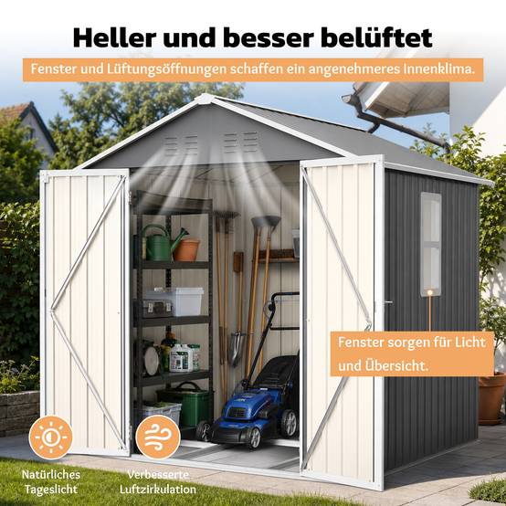 ComfortXL - Abri de jardin métal 185 x 182 x 191 cm avec fenêtre ventilation et serrure - ComfortXL Outdoor Living - Image 5