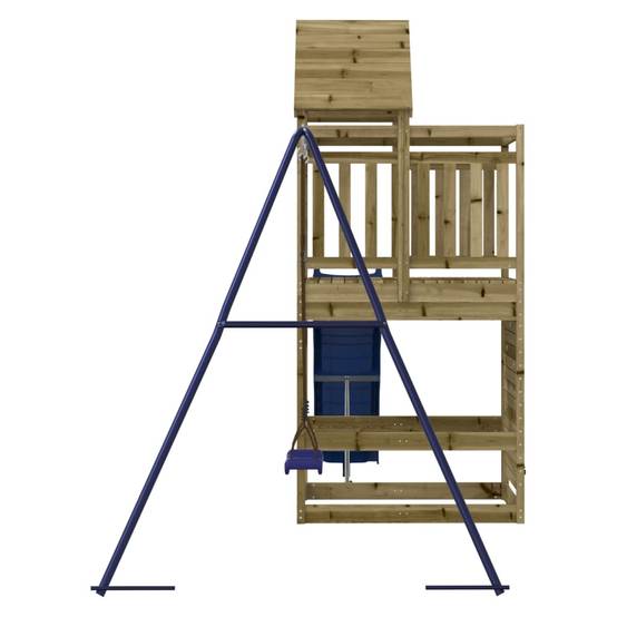 Helloshop26 - Aire de jeux d'extérieur balançoires toboggan portiques robuste jeux jardin 454 x 199 x 249 cm bois de pin imprégné - Imagen 3