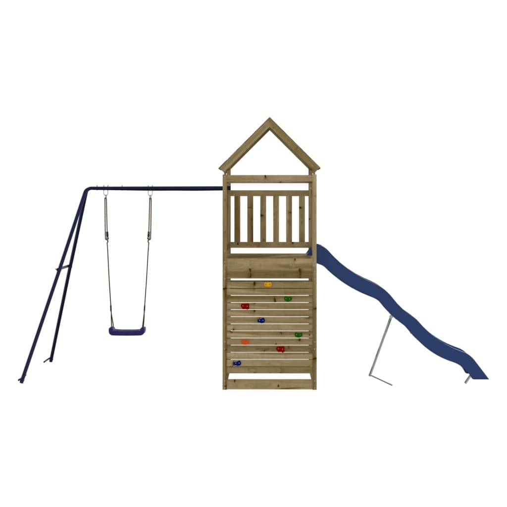 Helloshop26 - Aire de jeux d'extérieur balançoires toboggan portiques robuste jeux jardin 454 x 199 x 249 cm bois de pin imprégné - Imagen 2