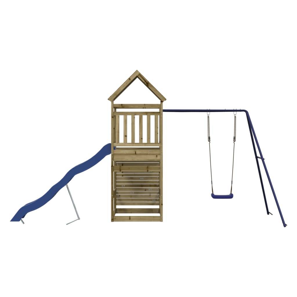 Helloshop26 - Aire de jeux d'extérieur balançoires toboggan portiques robuste jeux jardin 454 x 199 x 249 cm bois de pin imprégné - Imagen 5