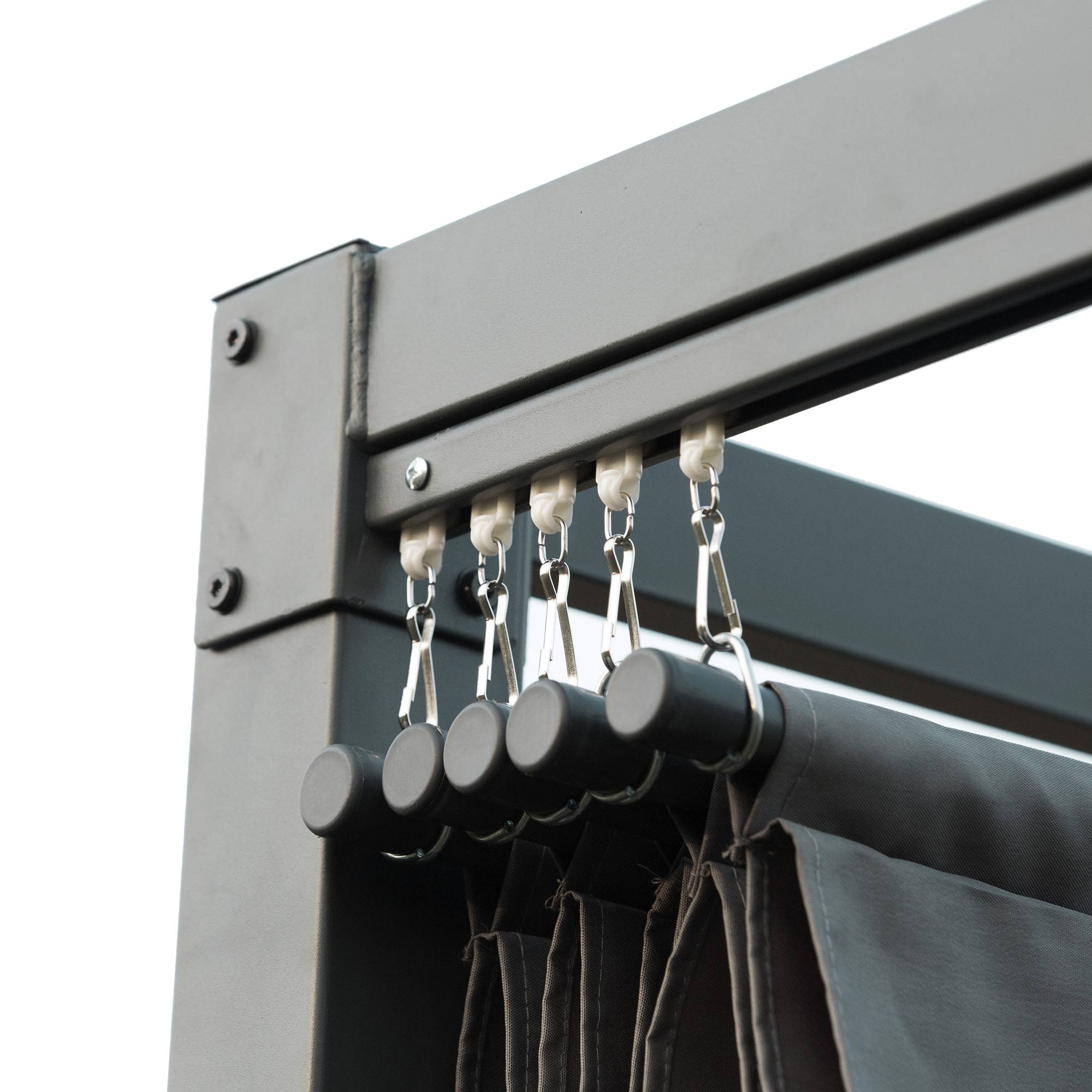 Outsunny - Pergola coulissante rétractable 4x3m structure métal époxy anticorrosion toile polyester 180g/m² gris foncé - Outsunny - Image 6
