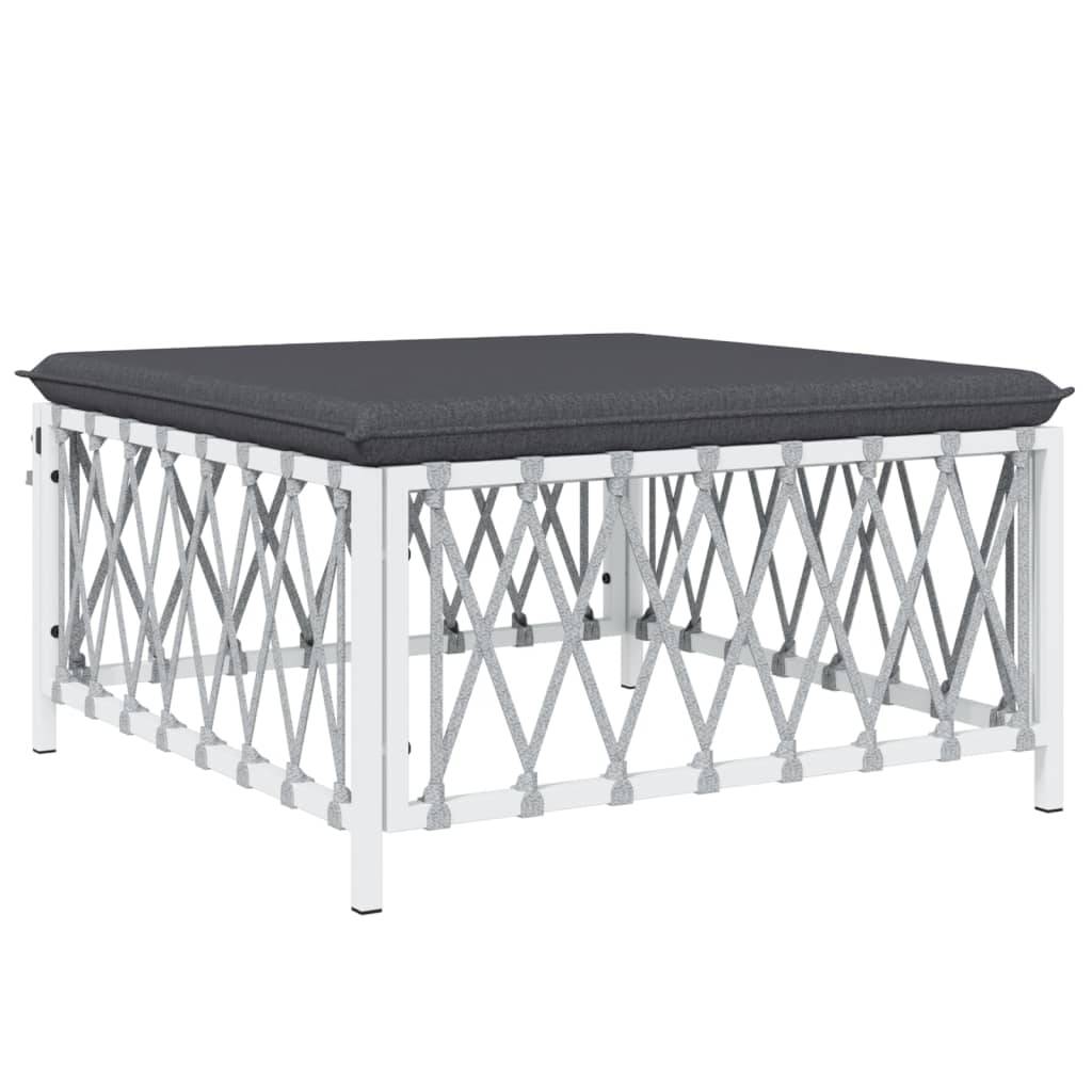Helloshop26 - Salon de jardin meuble d'extérieur ensemble de mobilier 4 pièces avec coussins blanc acier - Imagen 4