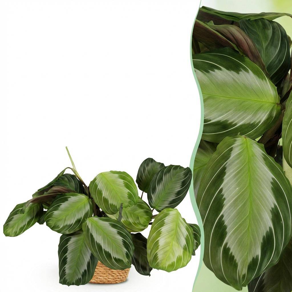 Maranta Fascinator Silverband - Pet-friendly - Pot de 12cm - Hauteur 25-35cm - 1 plante - Panier - Plantes d'intérieur