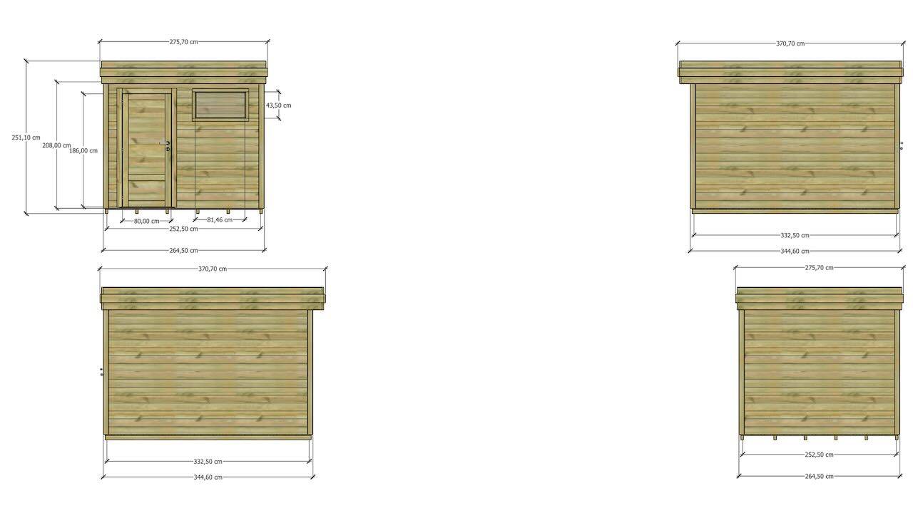 ABRI DE JARDIN bois  autoclave 27mm - 2,64x3,44m / 9m2 - Bac acier - Plancher bois - Image 4