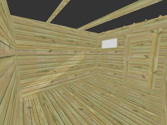 ABRI DE JARDIN bois autoclave 27mm - 2,64x3,44m / 9m2 - Bac acier - Plancher bois - Image 5