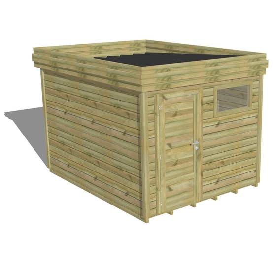 ABRI DE JARDIN bois autoclave 27mm - 2,64x3,44m / 9m2 - Bac acier - Plancher bois - Image 1