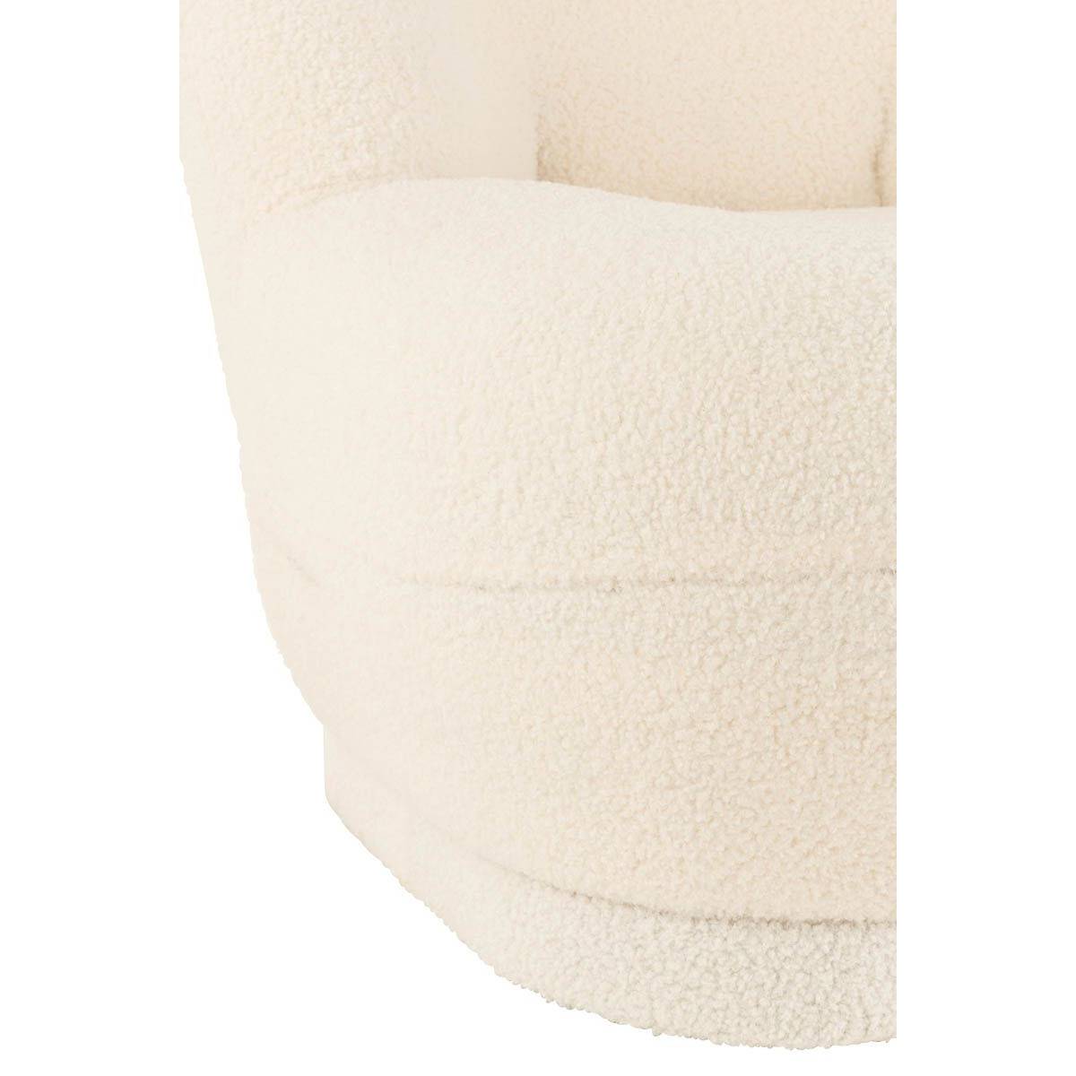 J-Line - Fauteuil Design Bouclette "Teddy" 88cm Blanc - Image 7