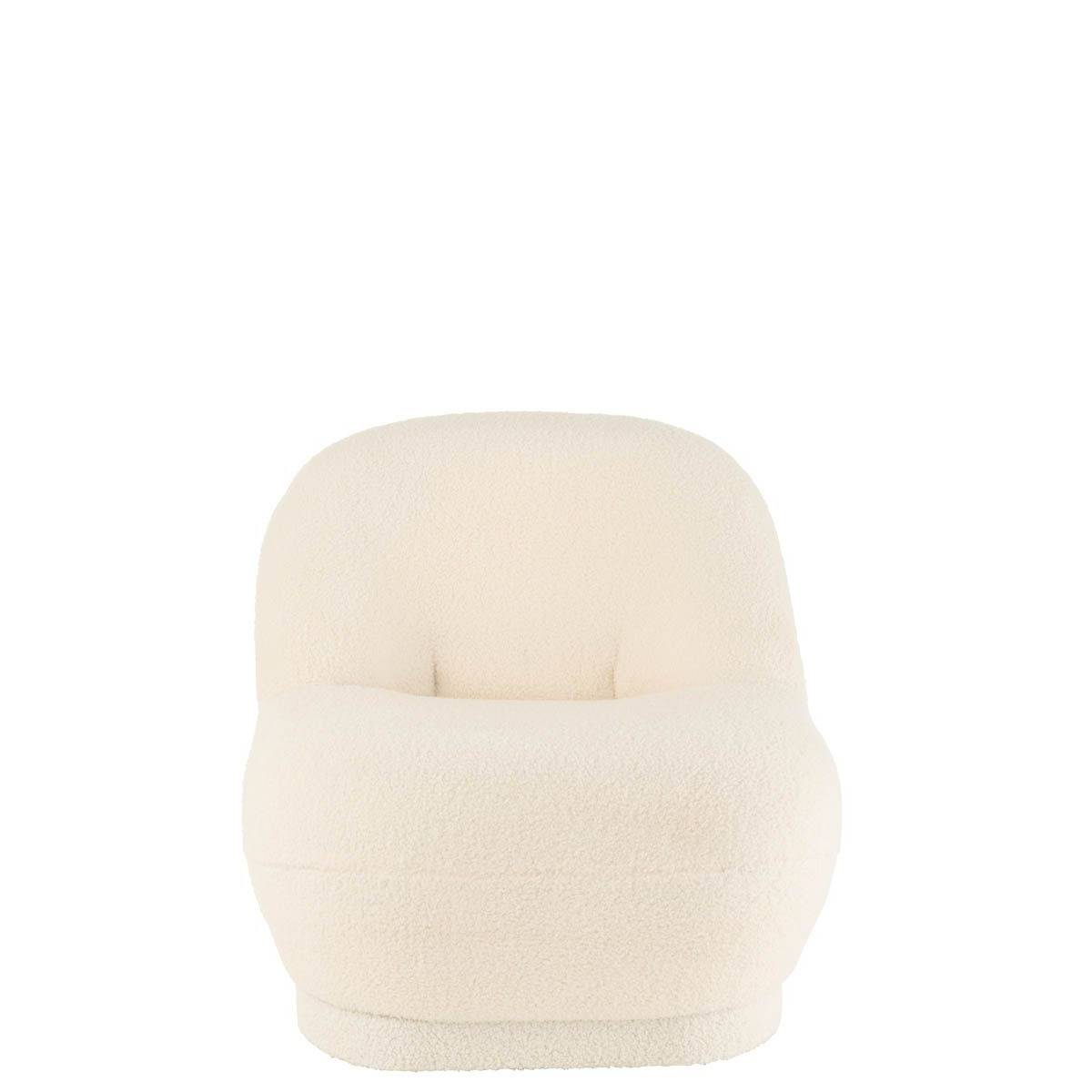 J-Line - Fauteuil Design Bouclette "Teddy" 88cm Blanc - Image 2
