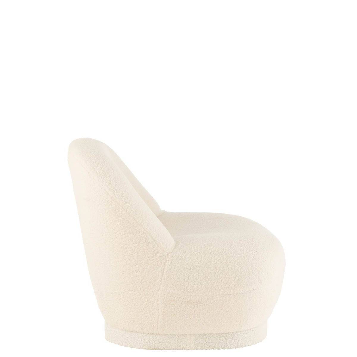 J-Line - Fauteuil Design Bouclette "Teddy" 88cm Blanc - Image 3