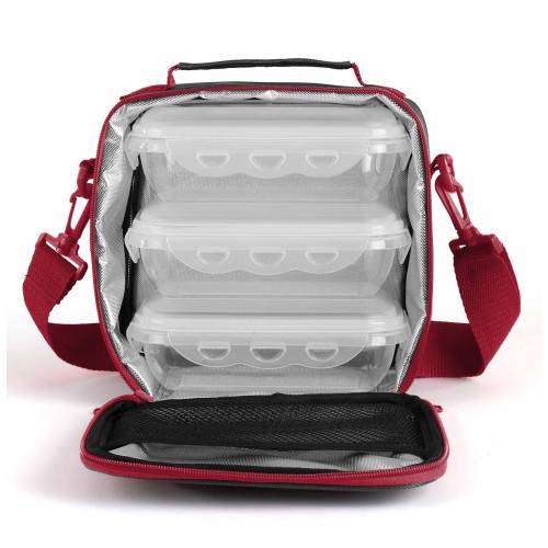 Livoo - Set sacoche Lunch Box GRIS/ROUGE - Imagen 1