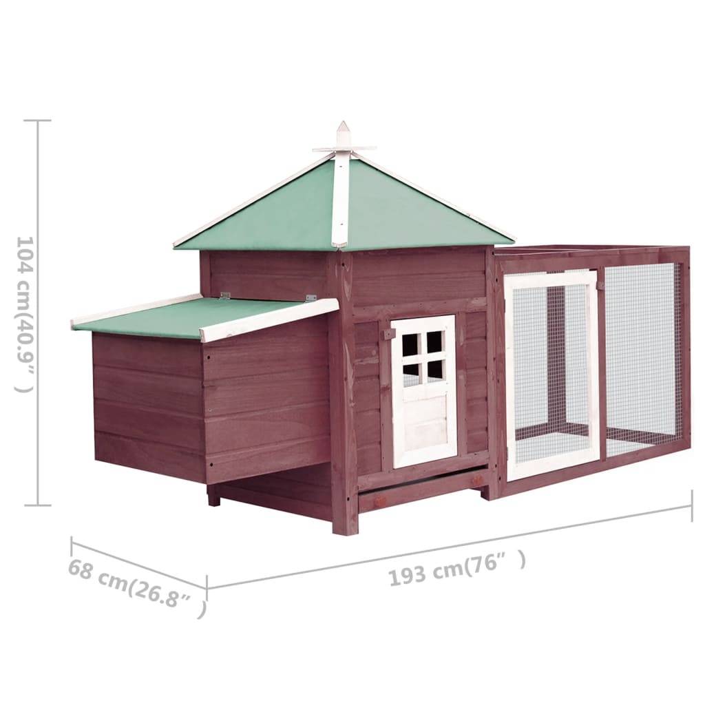 Helloshop26 - Poulailler avec nichoir 193 x 68 x 104 cm bois de sapin massif moka - Imagen 5