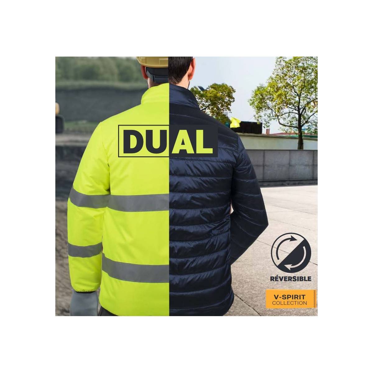 Vito - Veste de sécurité Hiver haute visibilité Taille S Réversible Jaune/noir 2en1Bandes reflechissantes VITO Dual - Imagen 2