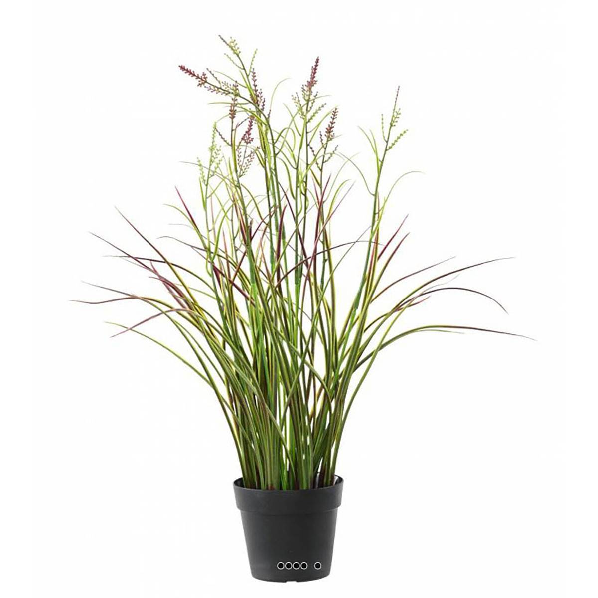 Artificielles - Graminée artificielle et ses fleurs en pot extérieur H 45 cm vert-rose - Imagen 2