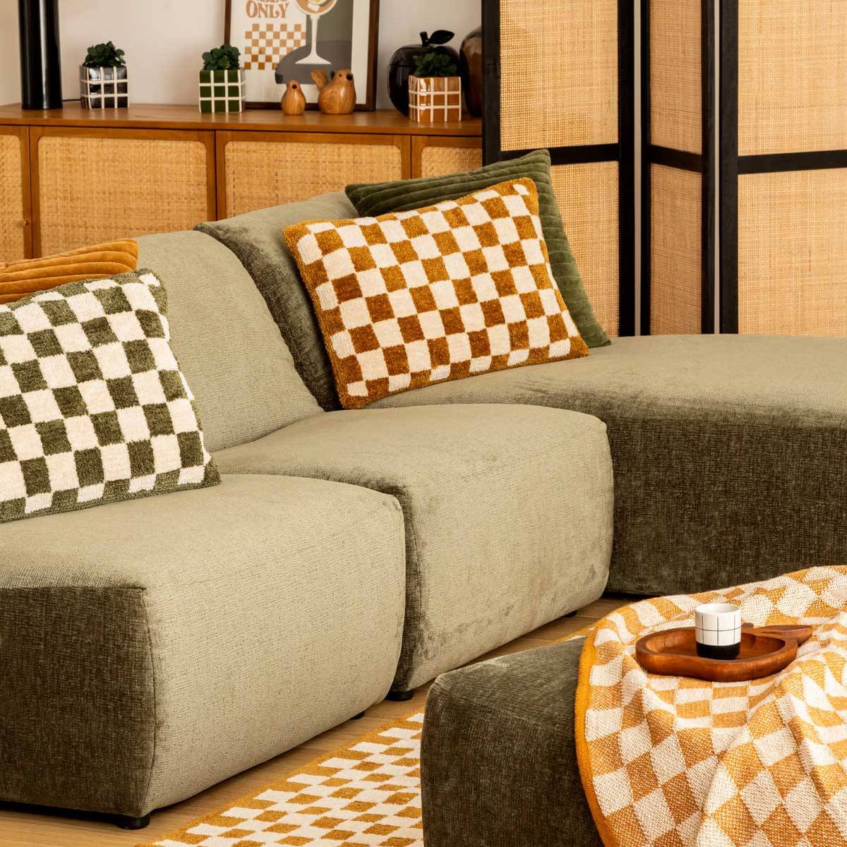 Atmosphera - Coussin damier Itha jaune ocre 38x58cm - Atmosphera Créateur d'intérieur - Imagen 4