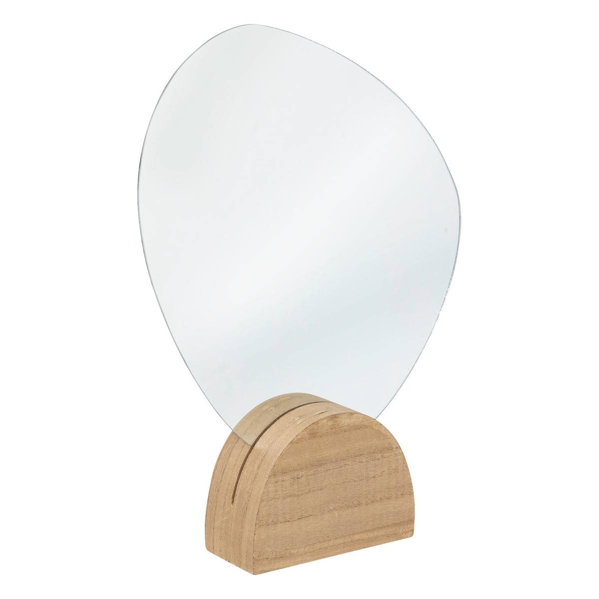 Miroir sur socle en bois et verre H 36 cm - Imagen 1