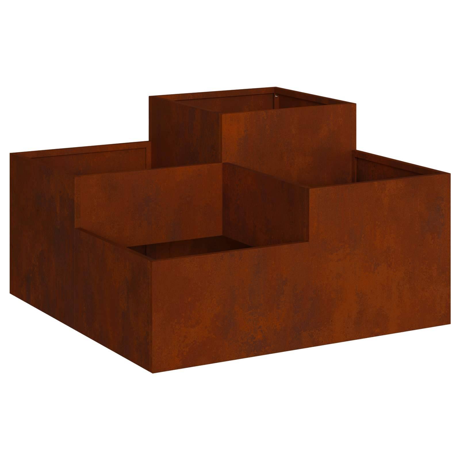 ComfortXL - Grand Carré Potager Acier Corten 100x100 cm Jardin Bac à Fleurs Haut Design Rouillé - ComfortXL Outdoor Living - Image 2