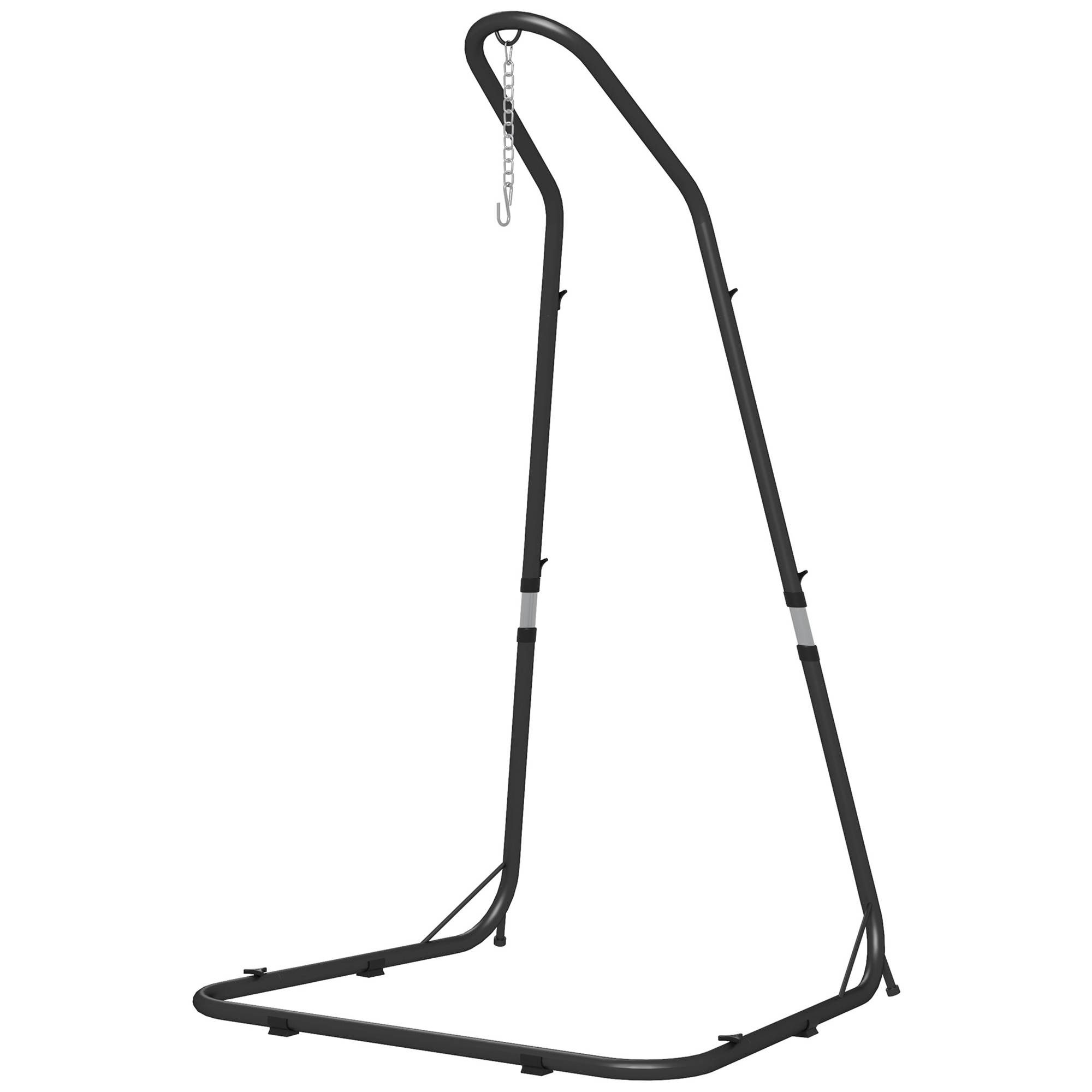 Support pour fauteuil suspendu métal extérieur hauteur réglable 133x116x230cm noir - ComfortXL Outdoor Living - Image 2