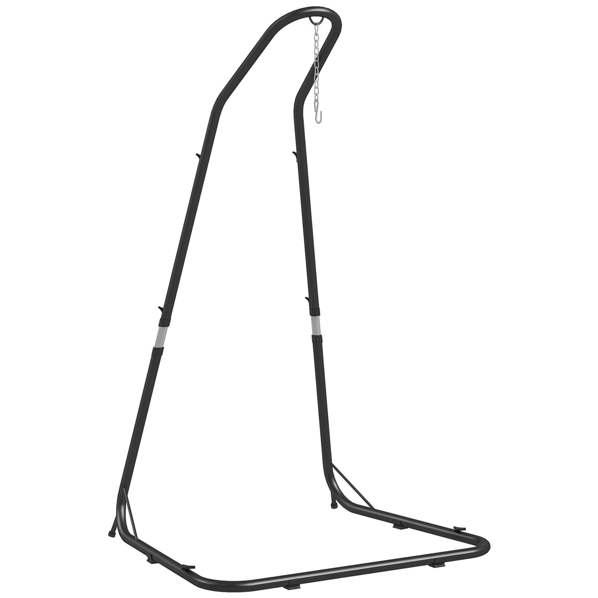 Support pour fauteuil suspendu métal extérieur hauteur réglable 133x116x230cm noir - ComfortXL Outdoor Living - Image 1