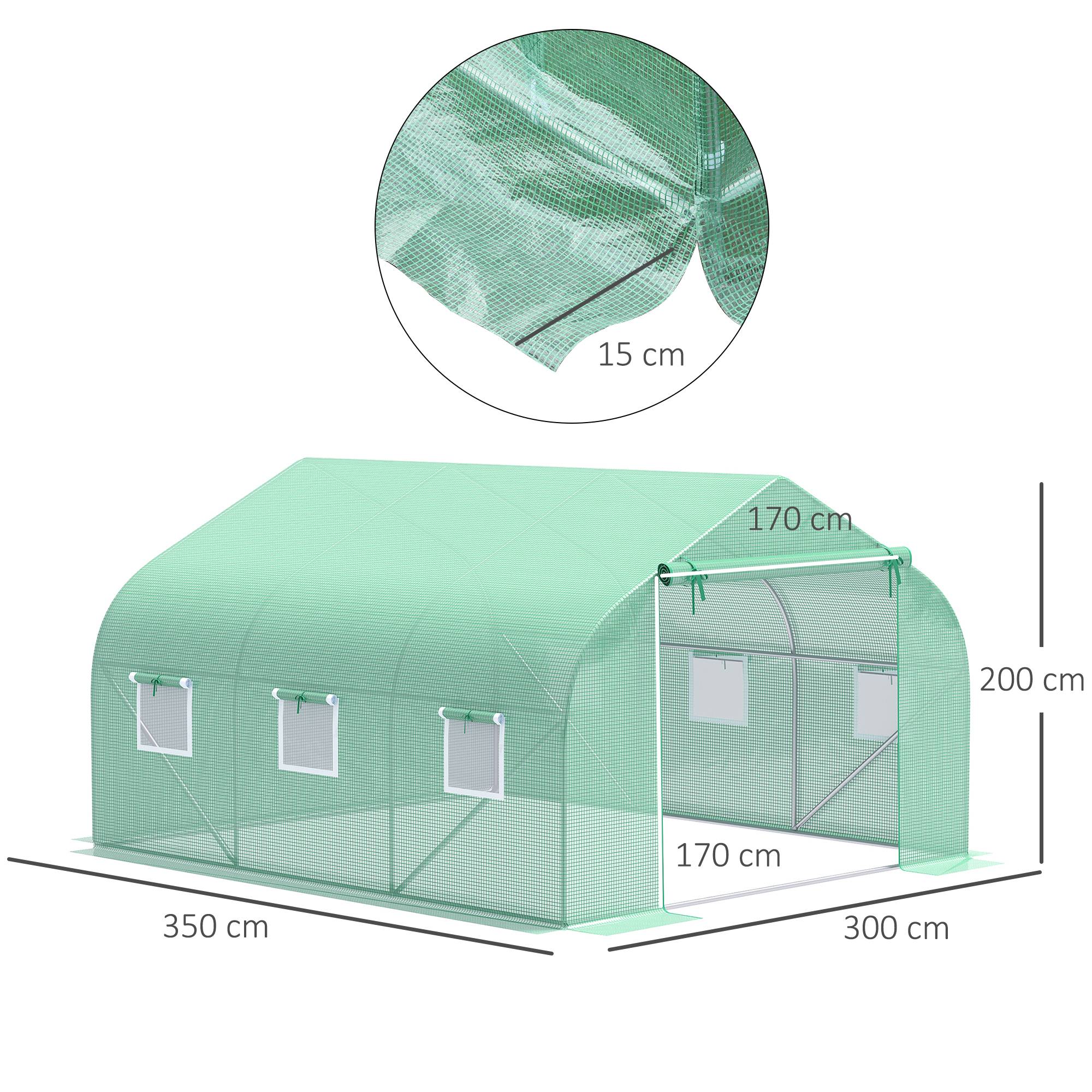ComfortXL - Serre tunnel acier PE pour potager protection UV anti-intempéries 350x300cm Vert - ComfortXL Outdoor Living - Image 5
