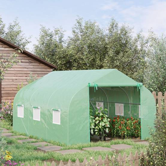 ComfortXL - Serre tunnel acier PE pour potager protection UV anti-intempéries 350x300cm Vert - ComfortXL Outdoor Living - Image 3
