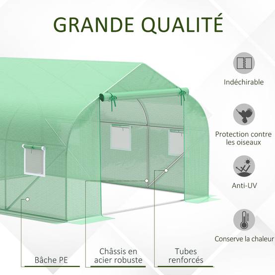 ComfortXL - Serre tunnel acier PE pour potager protection UV anti-intempéries 350x300cm Vert - ComfortXL Outdoor Living - Image 6
