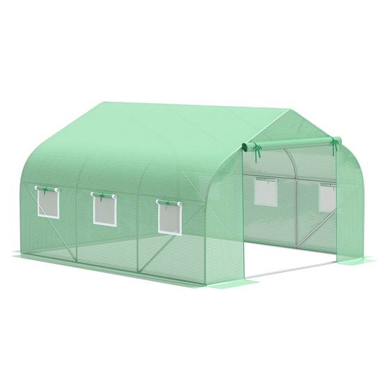 ComfortXL - Serre tunnel acier PE pour potager protection UV anti-intempéries 350x300cm Vert - ComfortXL Outdoor Living - Image 1