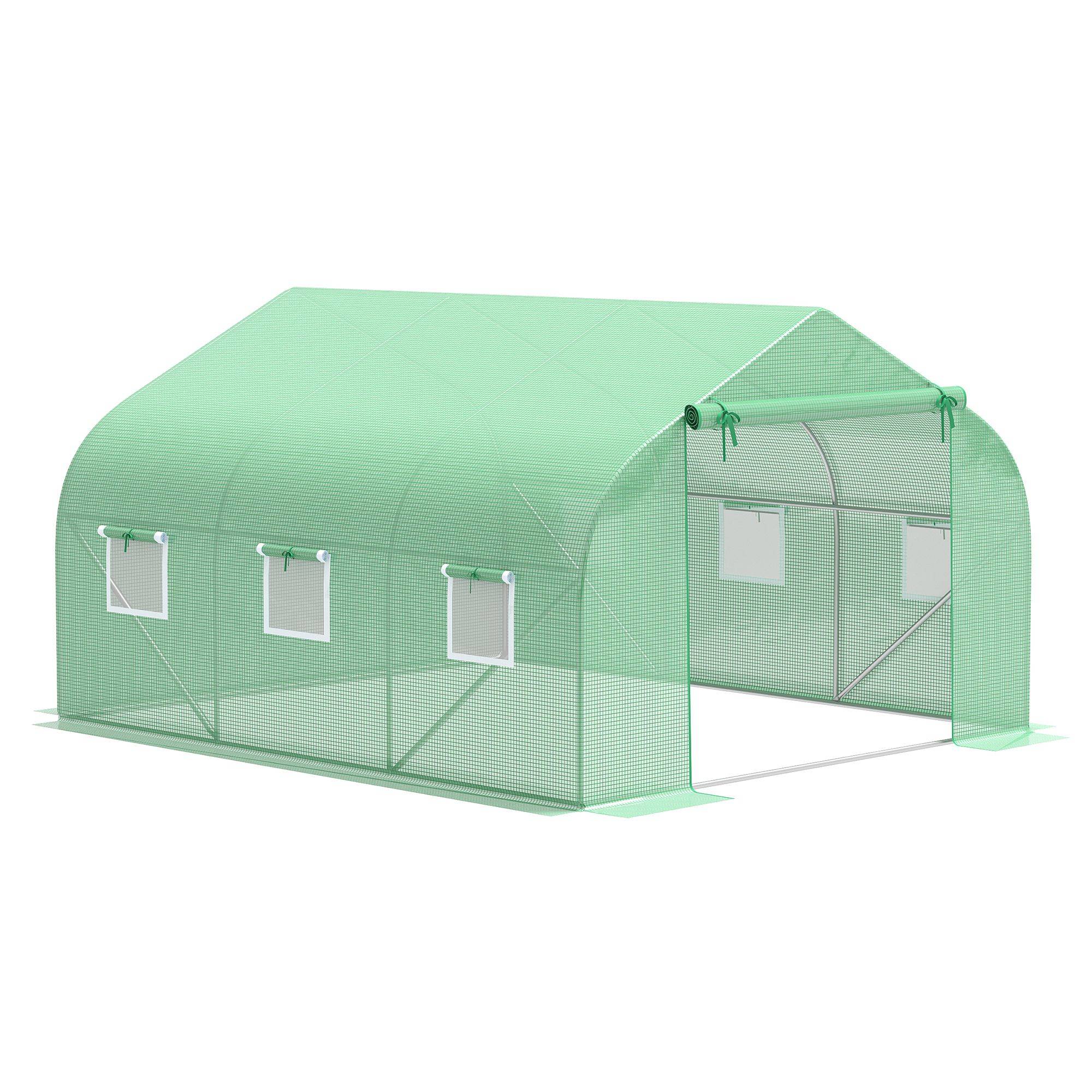 ComfortXL - Serre tunnel acier PE pour potager protection UV anti-intempéries 350x300cm Vert - ComfortXL Outdoor Living - Image 1
