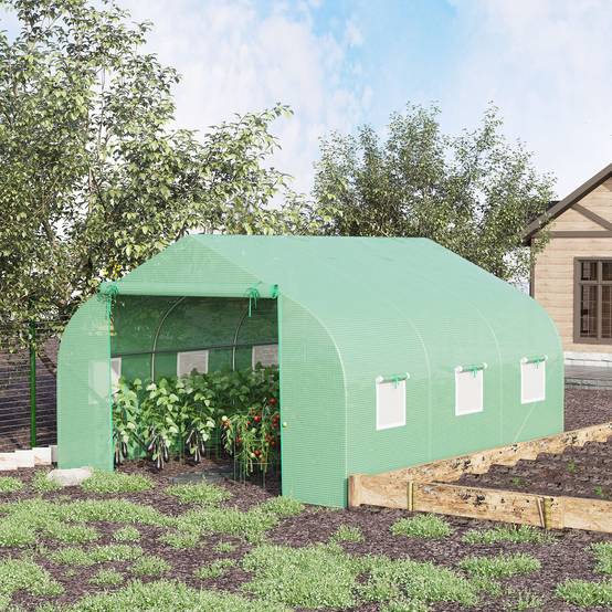 ComfortXL - Serre tunnel acier PE pour potager protection UV anti-intempéries 350x300cm Vert - ComfortXL Outdoor Living - Image 4