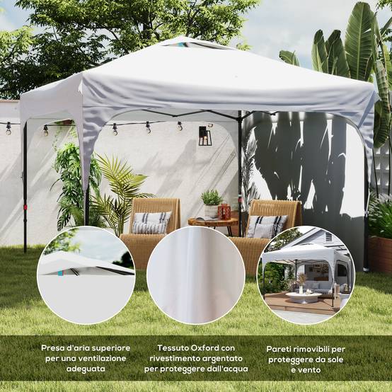 ComfortXL - Tonnelle pliante de jardin acier Oxford toit aéré réglable en hauteur 3x3m blanc - ComfortXL Outdoor Living - Image 9