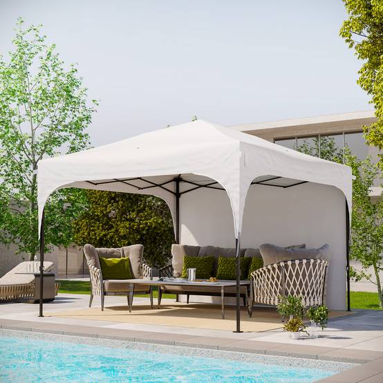 ComfortXL - Tonnelle pliante de jardin acier Oxford toit aéré réglable en hauteur 3x3m blanc - ComfortXL Outdoor Living - Image 4