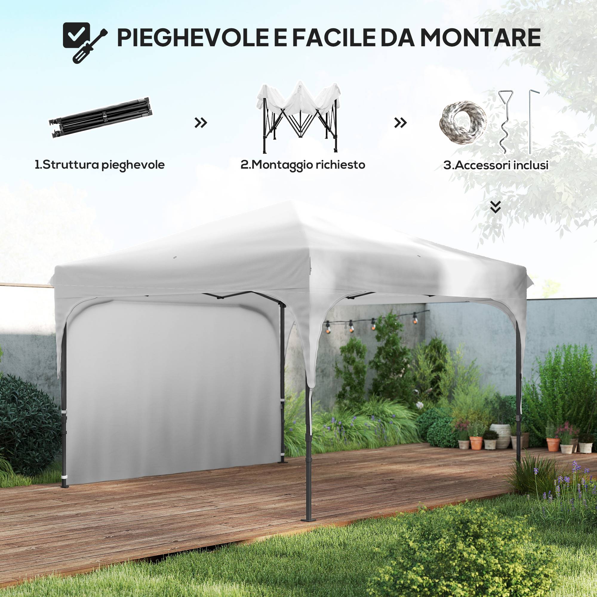 ComfortXL - Tonnelle pliante de jardin acier Oxford toit aéré réglable en hauteur 3x3m blanc - ComfortXL Outdoor Living - Image 7