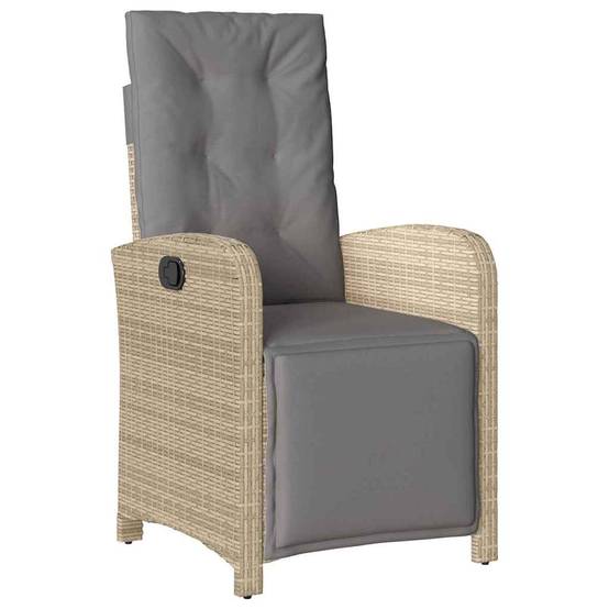 Table et Chaises de Jardin Repas Résine Tressée pour 4 Personnes Dossiers Inclinables Beige 5 pcs – ComfortXL Outdoor Living - Image 6