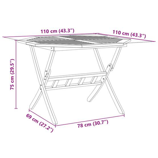 Grande Table de Jardin Ronde Pliante Ø110cm en Bois d'Acacia Massif, pour 4-6 Personnes – ComfortXL Outdoor Living - Image 6