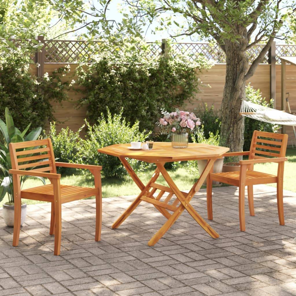 Grande Table de Jardin Ronde Pliante Ø110cm en Bois d'Acacia Massif, pour 4-6 Personnes – ComfortXL Outdoor Living - Image 3