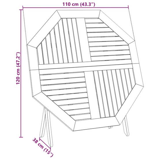 Grande Table de Jardin Ronde Pliante Ø110cm en Bois d'Acacia Massif, pour 4-6 Personnes – ComfortXL Outdoor Living - Image 7