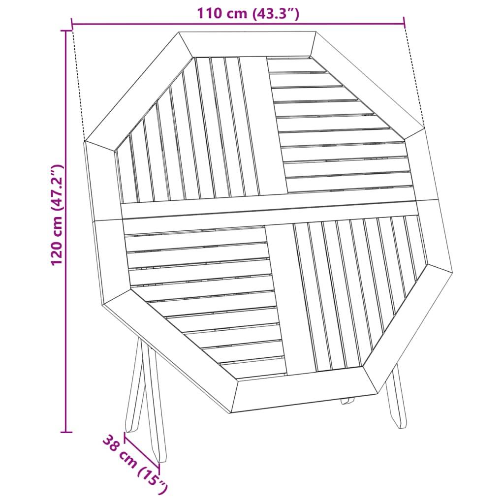 Grande Table de Jardin Ronde Pliante Ø110cm en Bois d'Acacia Massif, pour 4-6 Personnes – ComfortXL Outdoor Living - Image 7