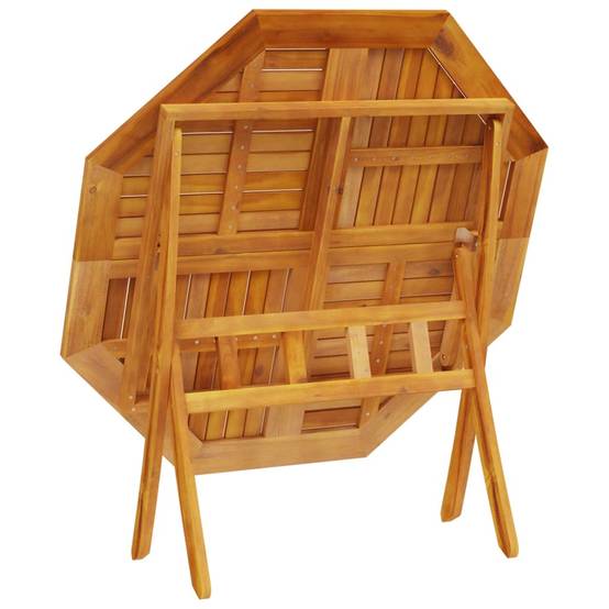 Grande Table de Jardin Ronde Pliante Ø110cm en Bois d'Acacia Massif, pour 4-6 Personnes – ComfortXL Outdoor Living - Image 9