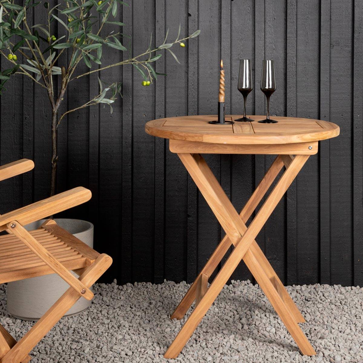 Table de Jardin Ronde en Teck "Kenya" 70cm Naturel - Image 7